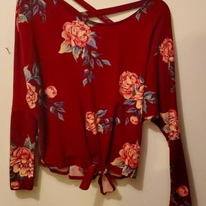 Flower Pattern long sleeve blouse